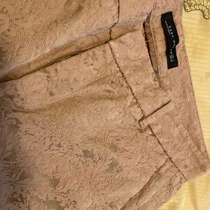 Tan embossed tailored pants Zara
